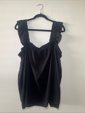 LuLaRoe Daisy Black Ruffle Strap Tank Top